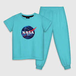 Пижама хлопковая детская NASA: Cosmic Logo, цвет: бирюзовый