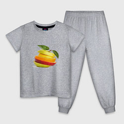 Пижама хлопковая детская Мега яблоко, цвет: меланж