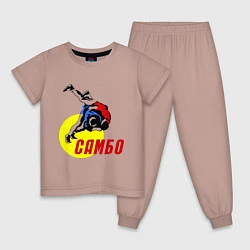 Пижама хлопковая детская Спортивное самбо, цвет: пыльно-розовый