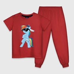 Пижама хлопковая детская Крутая пони, цвет: красный