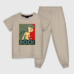 Пижама хлопковая детская Rock Pony, цвет: миндальный