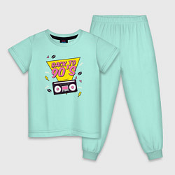 Пижама хлопковая детская Back to 90s, цвет: мятный