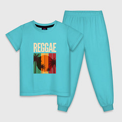 Пижама хлопковая детская Reggae, цвет: бирюзовый