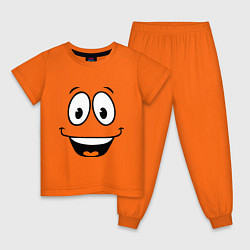 Пижама хлопковая детская Радостный смайлик, цвет: оранжевый