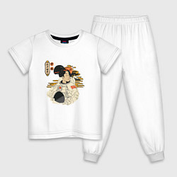 Пижама хлопковая детская Geisha Cosmonaut, цвет: белый