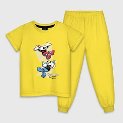 Пижама хлопковая детская Cuphead Friends, цвет: желтый