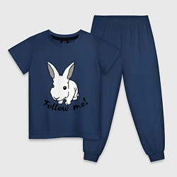 Пижама хлопковая детская Rabbit: follow me, цвет: тёмно-синий