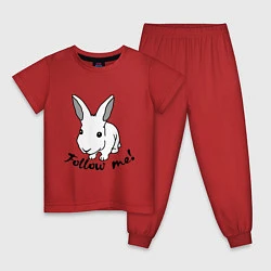 Пижама хлопковая детская Rabbit: follow me, цвет: красный