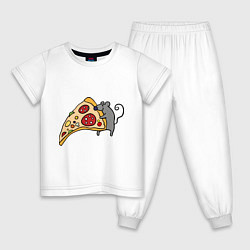 Пижама хлопковая детская Кусочек пиццы парная, цвет: белый
