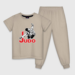 Пижама хлопковая детская Judo Master, цвет: миндальный