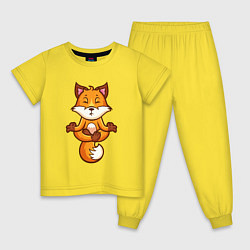 Пижама хлопковая детская Лисиная йога, цвет: желтый