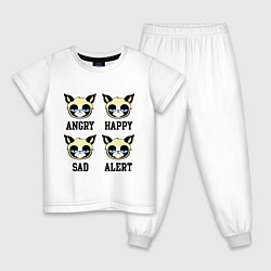 Пижама хлопковая детская Mood Cat, цвет: белый