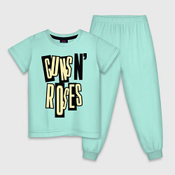 Пижама хлопковая детская Guns n Roses: cream цвета мятный — фото 1