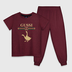Пижама хлопковая детская GUSSI Fashion, цвет: меланж-бордовый