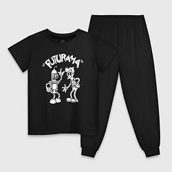 Пижама хлопковая детская Futurama Cartoon, цвет: черный