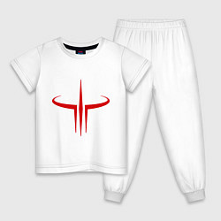 Пижама хлопковая детская Quake logo, цвет: белый