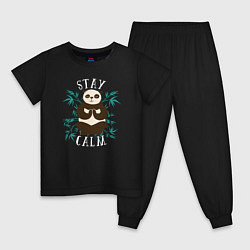 Пижама хлопковая детская Панда, цвет: черный