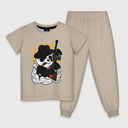 Пижама хлопковая детская Гангстер Панда, цвет: миндальный