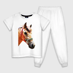 Пижама хлопковая детская Лошадь, цвет: белый