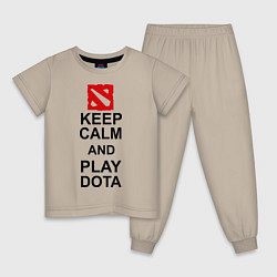 Пижама хлопковая детская Keep Calm & Play Dota, цвет: миндальный