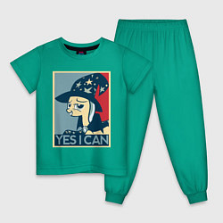 Пижама хлопковая детская MLP: Yes I Can, цвет: зеленый