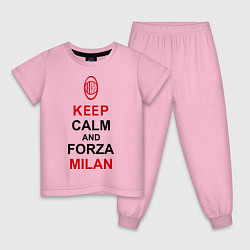 Пижама хлопковая детская Keep Calm & Forza Milan, цвет: светло-розовый