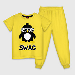 Пижама хлопковая детская SWAG Penguin цвета желтый — фото 1