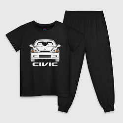 Пижама хлопковая детская Honda Civic EK 6, цвет: черный