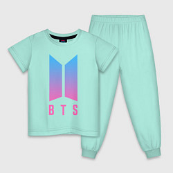 Пижама хлопковая детская BTS: Neon V, цвет: мятный