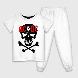 Пижама хлопковая детская AC/DC Skull, цвет: белый