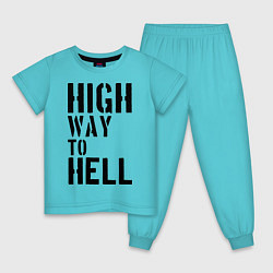 Пижама хлопковая детская High way to hell цвета бирюзовый — фото 1