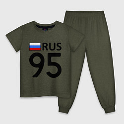 Пижама хлопковая детская RUS 95 цвета меланж-хаки — фото 1