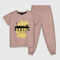 Пижама хлопковая детская Берлин - Германия, цвет: пыльно-розовый
