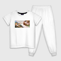Пижама хлопковая детская Сотворение Адама с Пончиками, цвет: белый