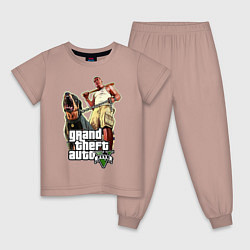 Пижама хлопковая детская GTA 5: Man & Dog, цвет: пыльно-розовый