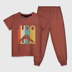 Пижама хлопковая детская Judo, цвет: кирпичный