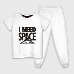 Пижама хлопковая детская I Need Space, цвет: белый