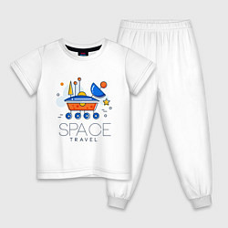 Пижама хлопковая детская Space Travel, цвет: белый