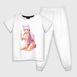 Пижама хлопковая детская Неко-Тян, цвет: белый