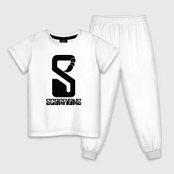 Пижама хлопковая детская Scorpions logo, цвет: белый