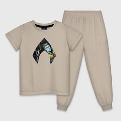 Пижама хлопковая детская Aquaman, цвет: миндальный