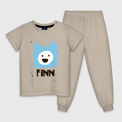 Пижама хлопковая детская Время приключений Finn, цвет: миндальный