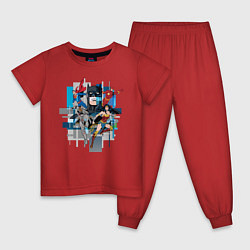Пижама хлопковая детская Лига Справедливости, цвет: красный