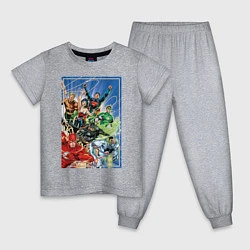 Пижама хлопковая детская Лига Справедливости, цвет: меланж