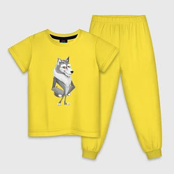 Пижама хлопковая детская Волк, цвет: желтый