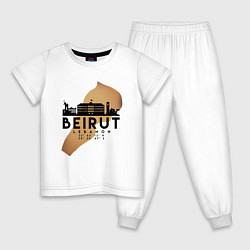 Пижама хлопковая детская Бейрут Ливан, цвет: белый