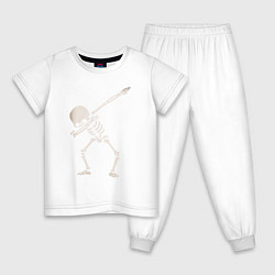 Пижама хлопковая детская DAB Skeleton, цвет: белый