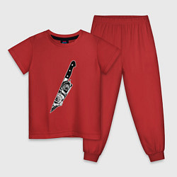 Пижама хлопковая детская Нож В Цветах, цвет: красный