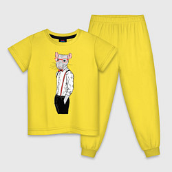 Пижама хлопковая детская Крыса в очках, цвет: желтый
