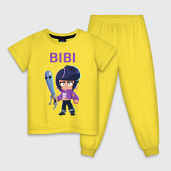 Пижама хлопковая детская BRAWL STARS BIBI, цвет: желтый